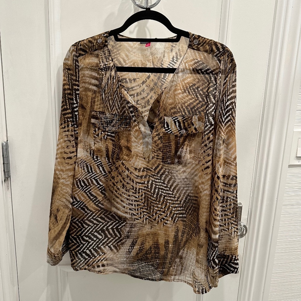NWOT Vince Camuto Sheer Tribal Print Shirt